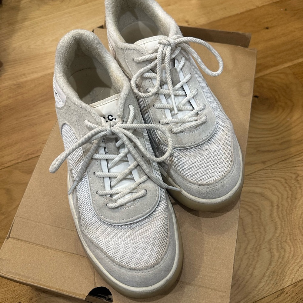 APC White and Beige Andrea Court Sneakers